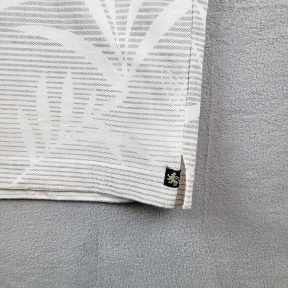 Nat Nast Luxury Shirt Mens Large White Gray Leaves Stripes Golf Polo - Picture 2 of 7